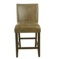 thumbnail image 1 of HomePop 24" luxury faux leather barstool - Distressed Brown Faux Leather, 1 of 8