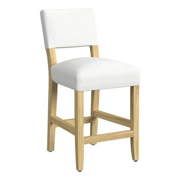 HomePop 26" Indoor Upholstered Counter Stool, Stain-Resistant White
