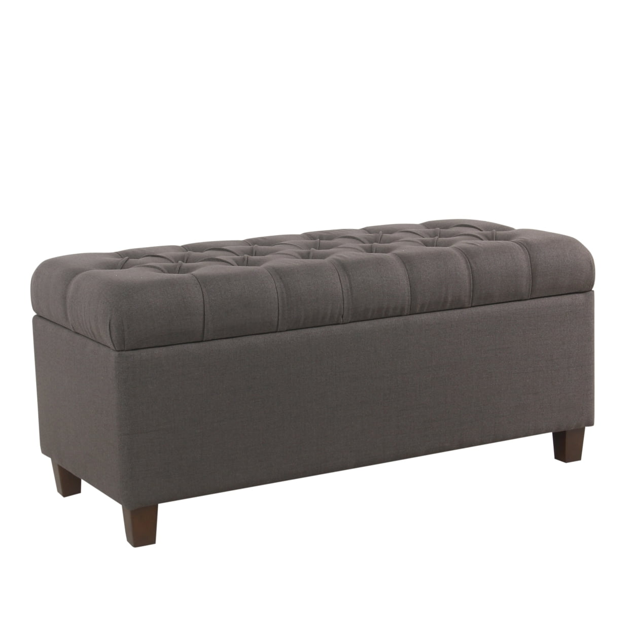Charcoal Gray Tufted Storage Ottoman Bench with Hinged Lid
