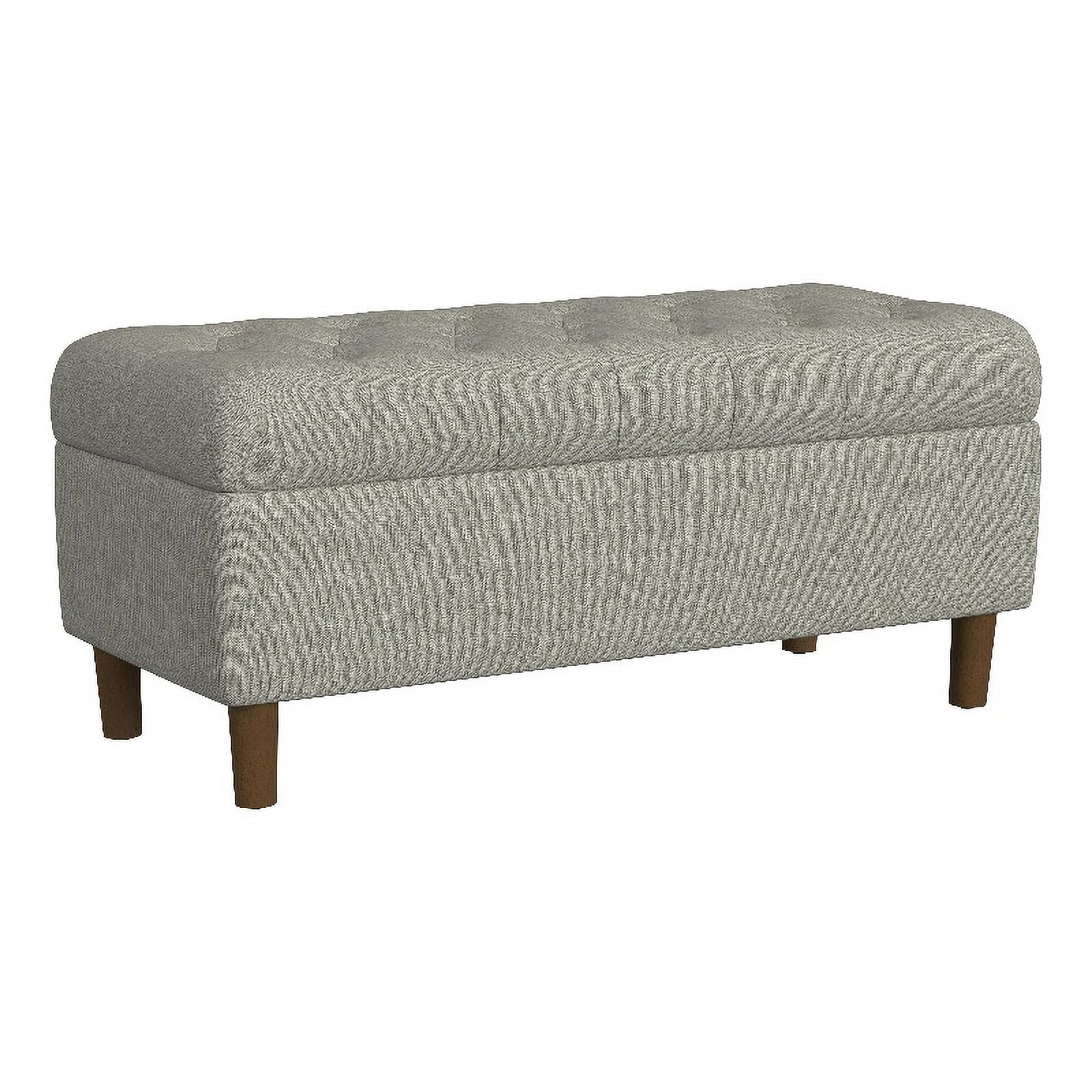 Gray Tufted Round Cocktail Storage Ottoman with Wood Legs