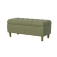 thumbnail image 1 of HomePop Button Tufted Storage Bench, 40"W x 18"D x 18"H, Light Sage Green Velvet, 1 of 10