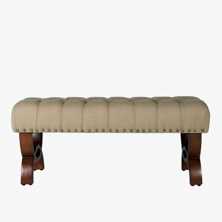 HomePop Carolina Decorative Tufted Bench With Nailhead Trim