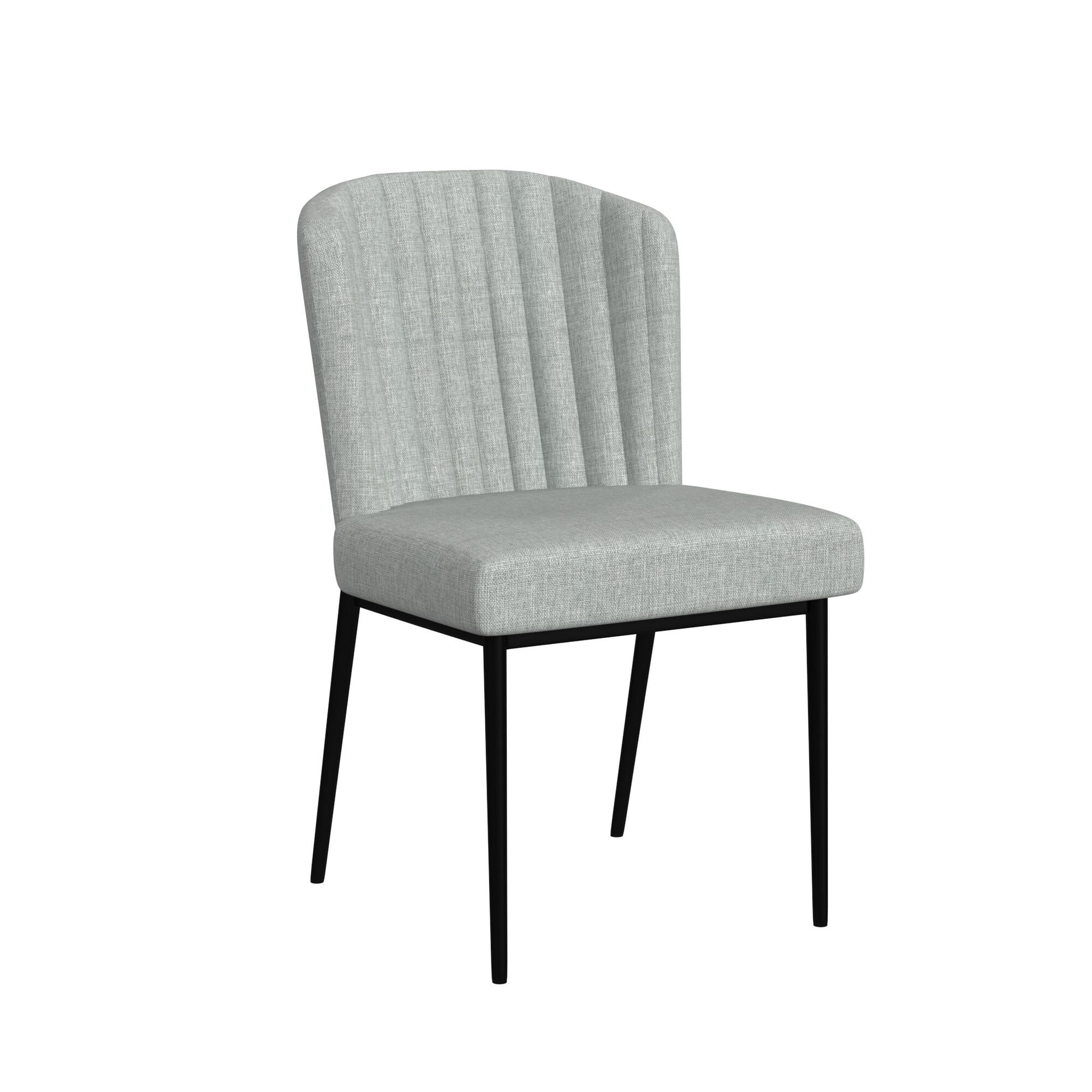 Light Gray Textured Velvet Upholstered Dining Chair with Metal Legs