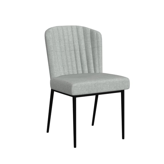HomePop Channel Back Dining Chair with Metal Legs, Set of 2, Light Gray