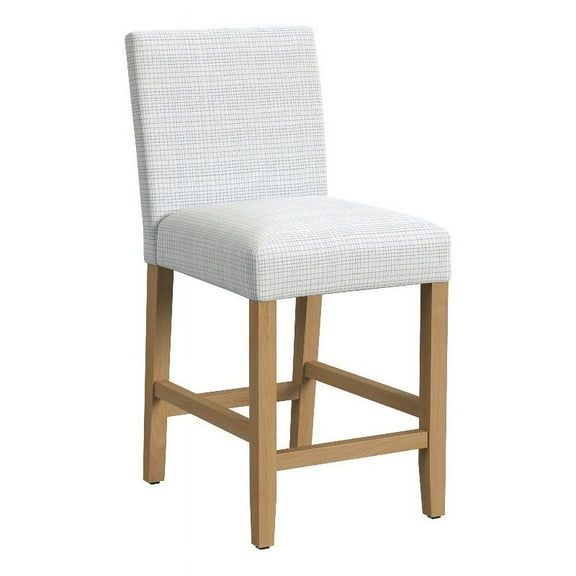 HomePop Classic 25" Indoor Upholstered Counter Stool, Cream Mini Grid Pattern