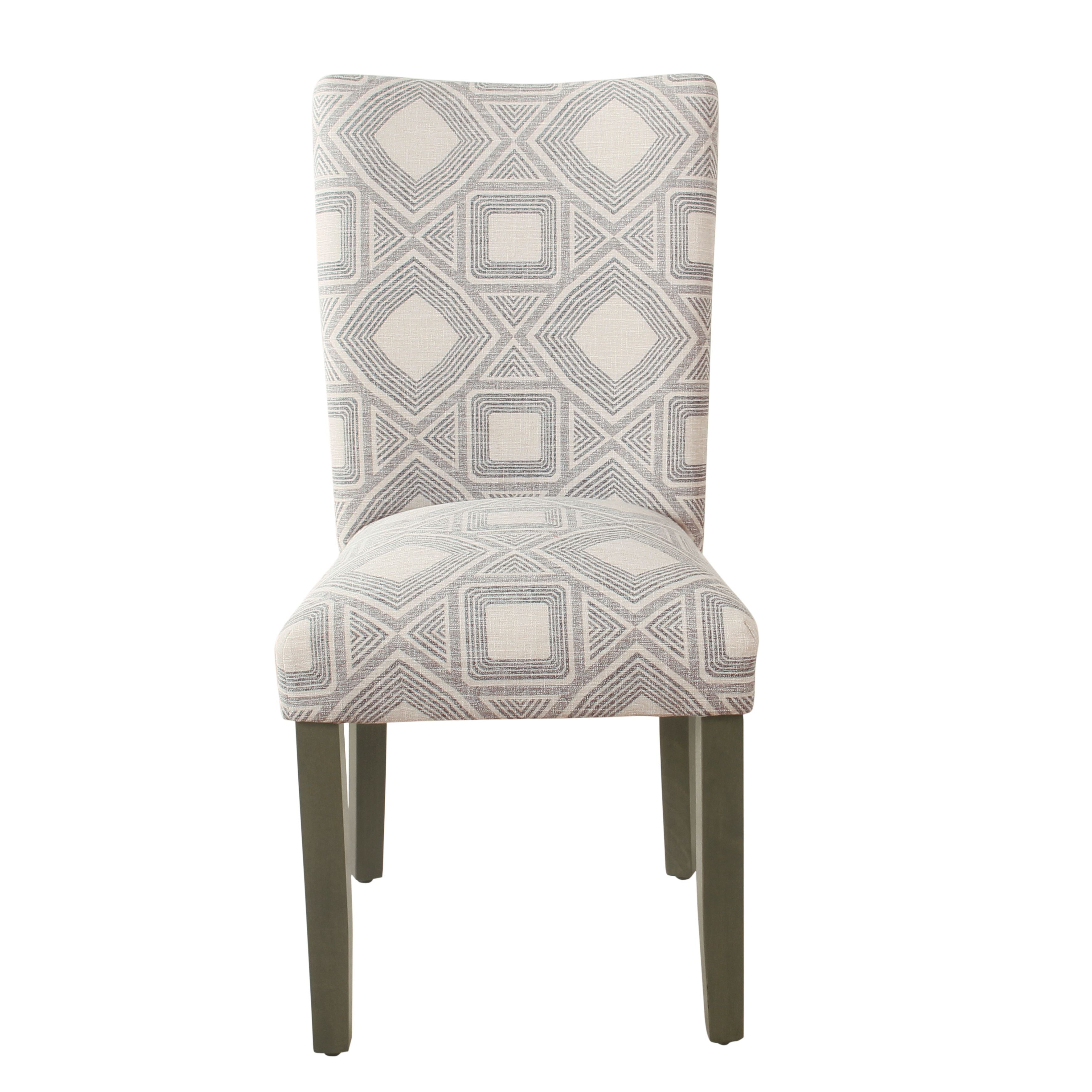 High Upholstered Faux Leather Parsons Side Chair in Woven Charcoal
