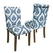 HomePop Classic Parsons Dining Chair, Set of 2, Blue Ikat Medallion Print