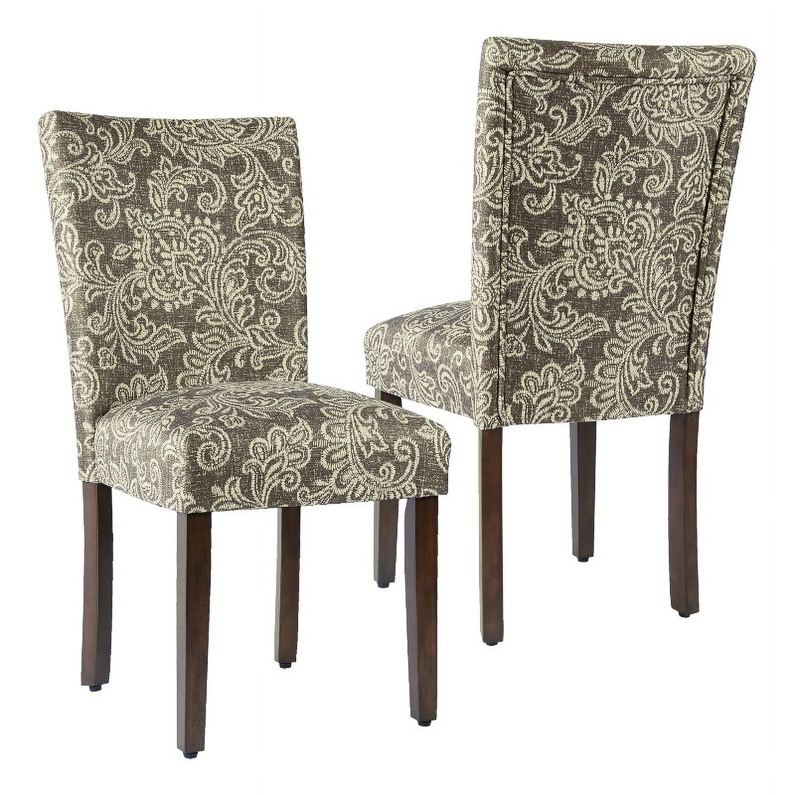HomePop Classic Parsons Dining Chair, Set of 2, Brown Jacobean Print