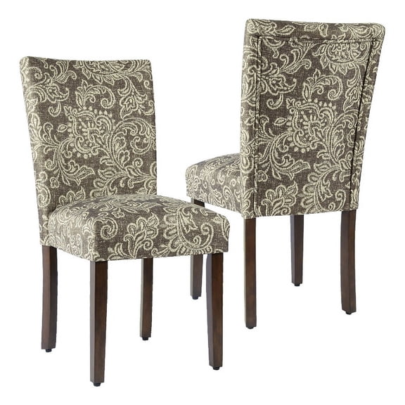 HomePop Classic Parsons Dining Chair, Set of 2, Brown Jacobean Print