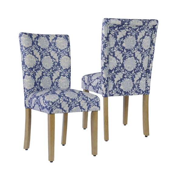 HomePop Classic Parsons Dining Chair, Set of 2, Denim Jacobean Print