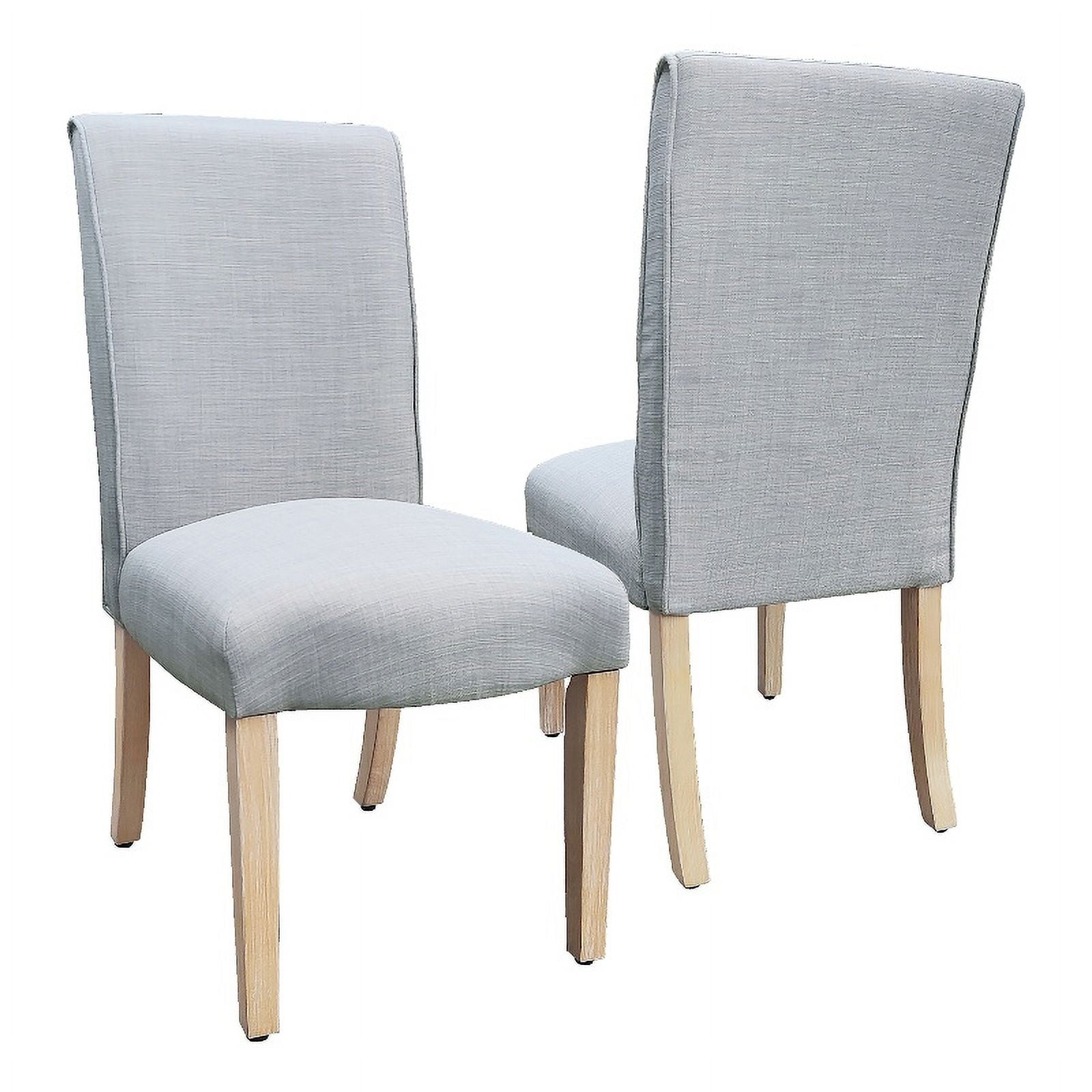 Light Gray Upholstered Parsons Side Chair with Wood Legs, Set of 2