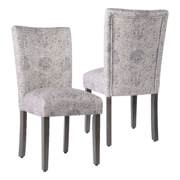 HomePop Classic Parsons Dining Chair, Set of 2, Linen Artistic Floral Print