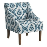 HomePop Classic Swoop Arm Accent Chair, Blue Ikat Medallion Print