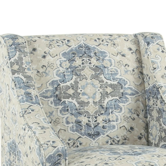 HomePop Classic Swoop Arm Accent Chair - Blue and Off-White Medallion Pattern