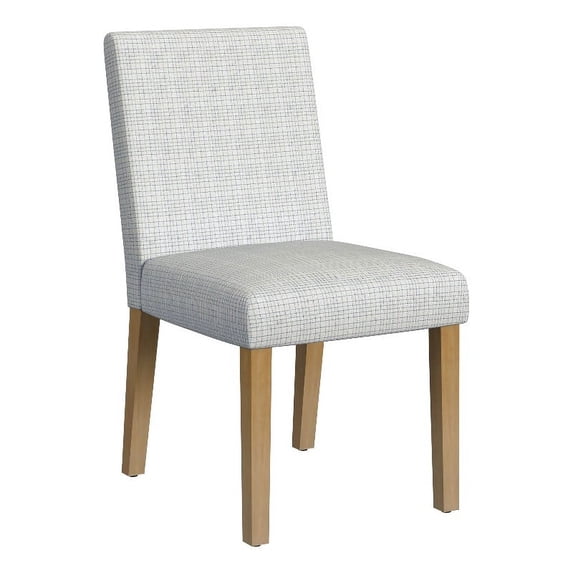 HomePop Classic Upholstered Dining Chair, Cream Mini Grid Pattern