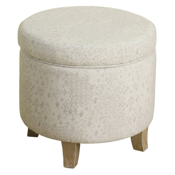 HomePop Cole Classics Round Storage Ottoman Flared Wood Leg - Linen