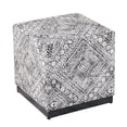 thumbnail image 1 of HomePop Cube Square Design Modern Tribal Pattern Fabric Ottoman in Black/White, 1 of 7