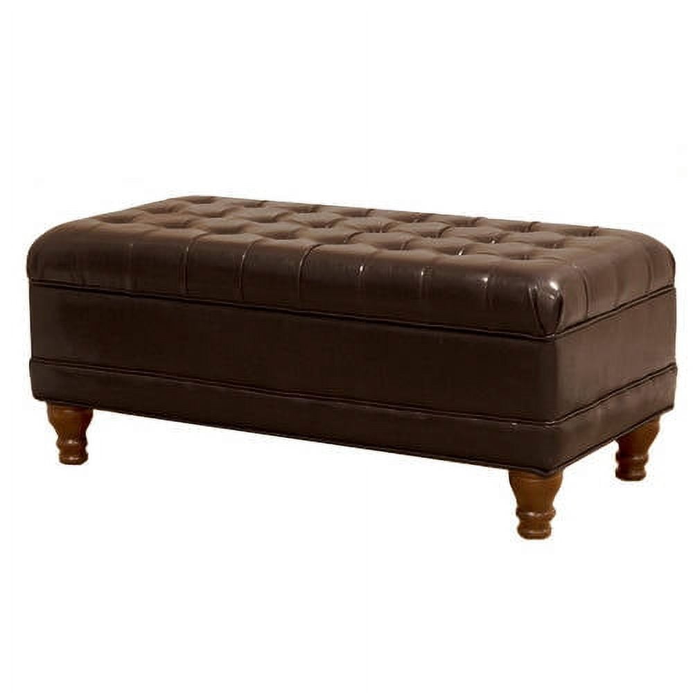 HomePop Large Faux Leather Tufted Storage Bench Brown