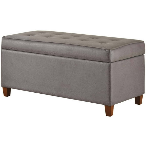 HomePop Deluxe Large Faux Leather Tufted Storage Bench, Multiple Colors