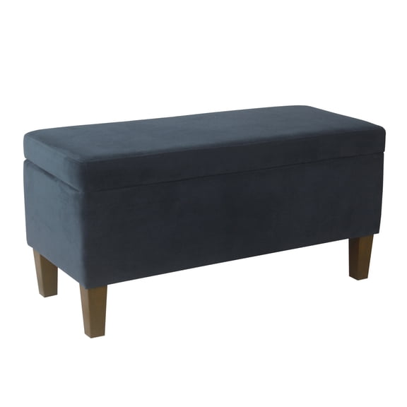 HomePop Drake Large Storage Bench, 36"L x 16"D x 18"H, Navy Velvet
