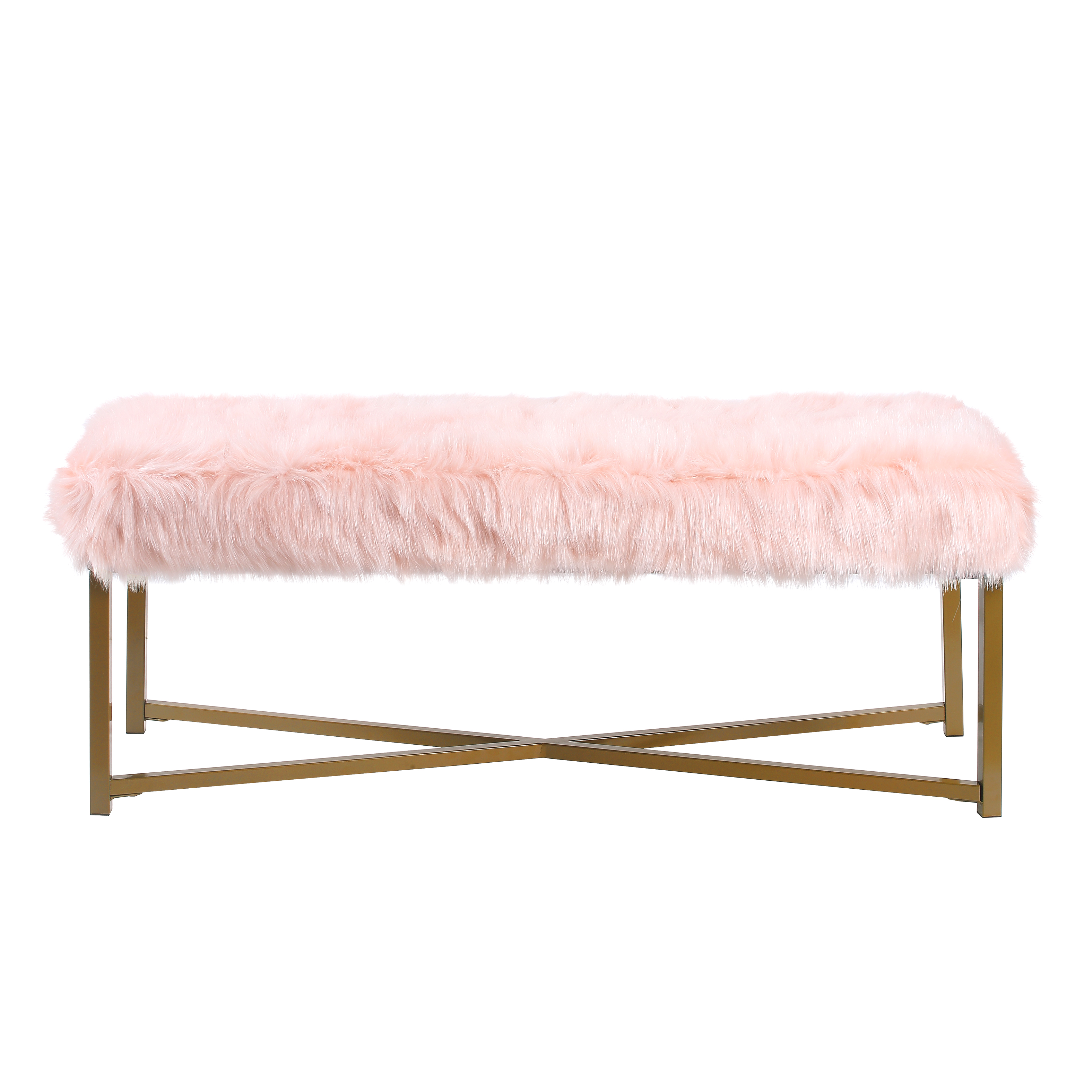HomePop Faux Fur Rectangle Bench