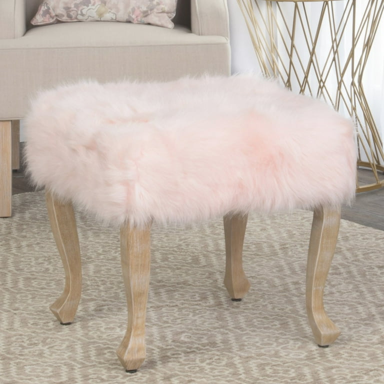 Homepop faux fur square ottoman store