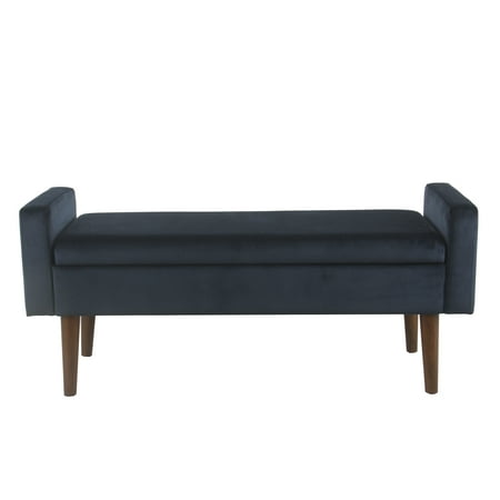 HomePop Fulton Velvet Rectangular Storage Bench with Easy Access Hinged Lid, Multiple Colors