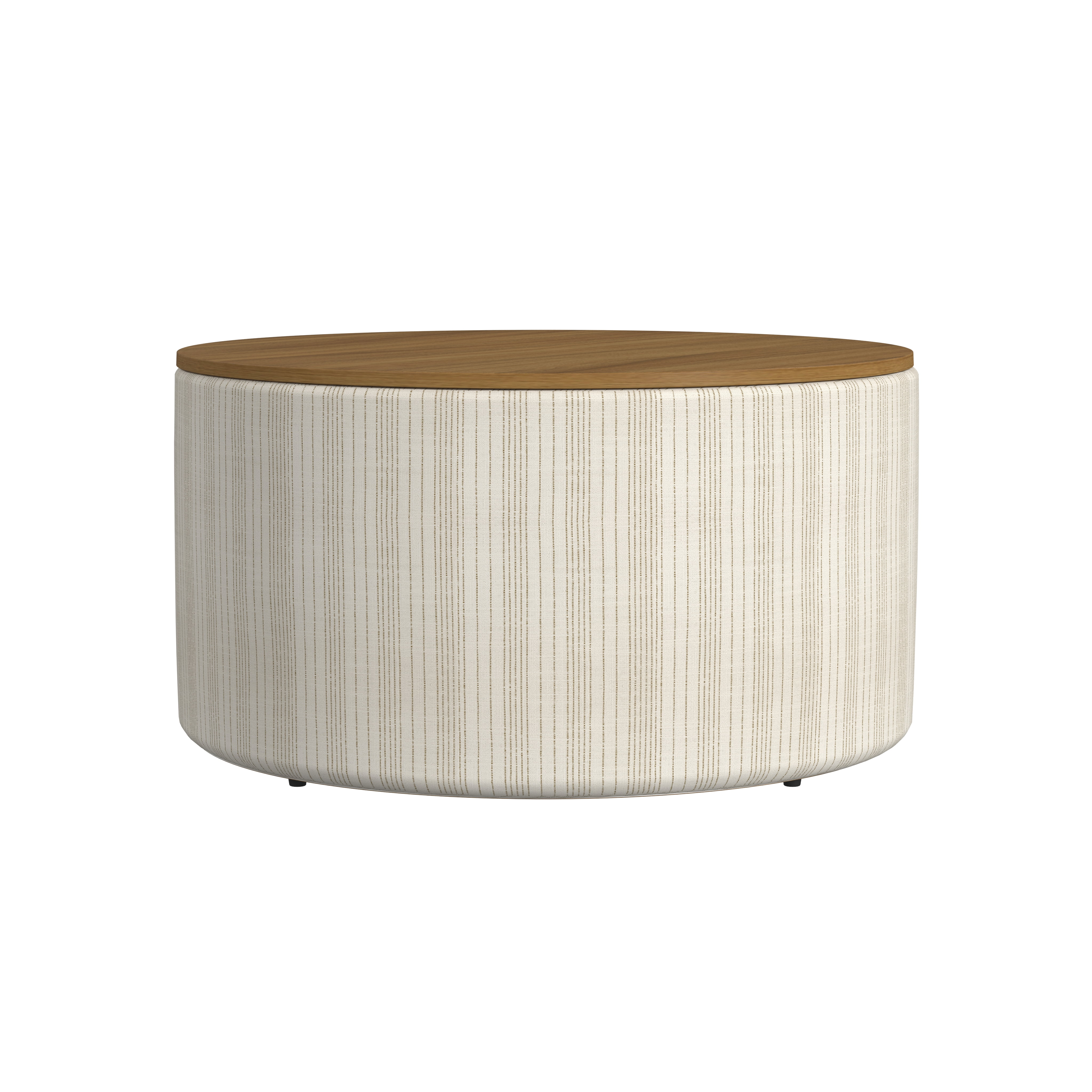 HomePop Large Modern Round Storage Ottoman with Wood Lift-Top Lid ...