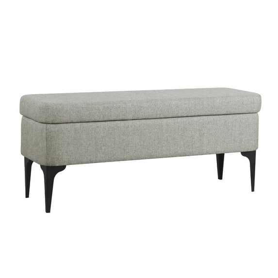 HomePop Large Modern Storage Bench with Metal Legs, 42"W x 14.5"D x 17.5"H, Sustainable Gray