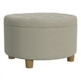 thumbnail image 1 of HomePop Large Round Button Tufted Storage Ottoman, Fawn Velvet, 1 of 7