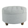 thumbnail image 1 of HomePop Large Round Button Tufted Storage Ottoman, Light Blue, 1 of 7