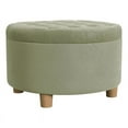 thumbnail image 1 of HomePop Large Round Button Tufted Storage Ottoman, Light Sage Green Velvet, 1 of 8