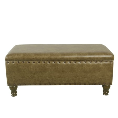 HomePop Large Storage Bench with Nailhead Trim, Multiple Colors