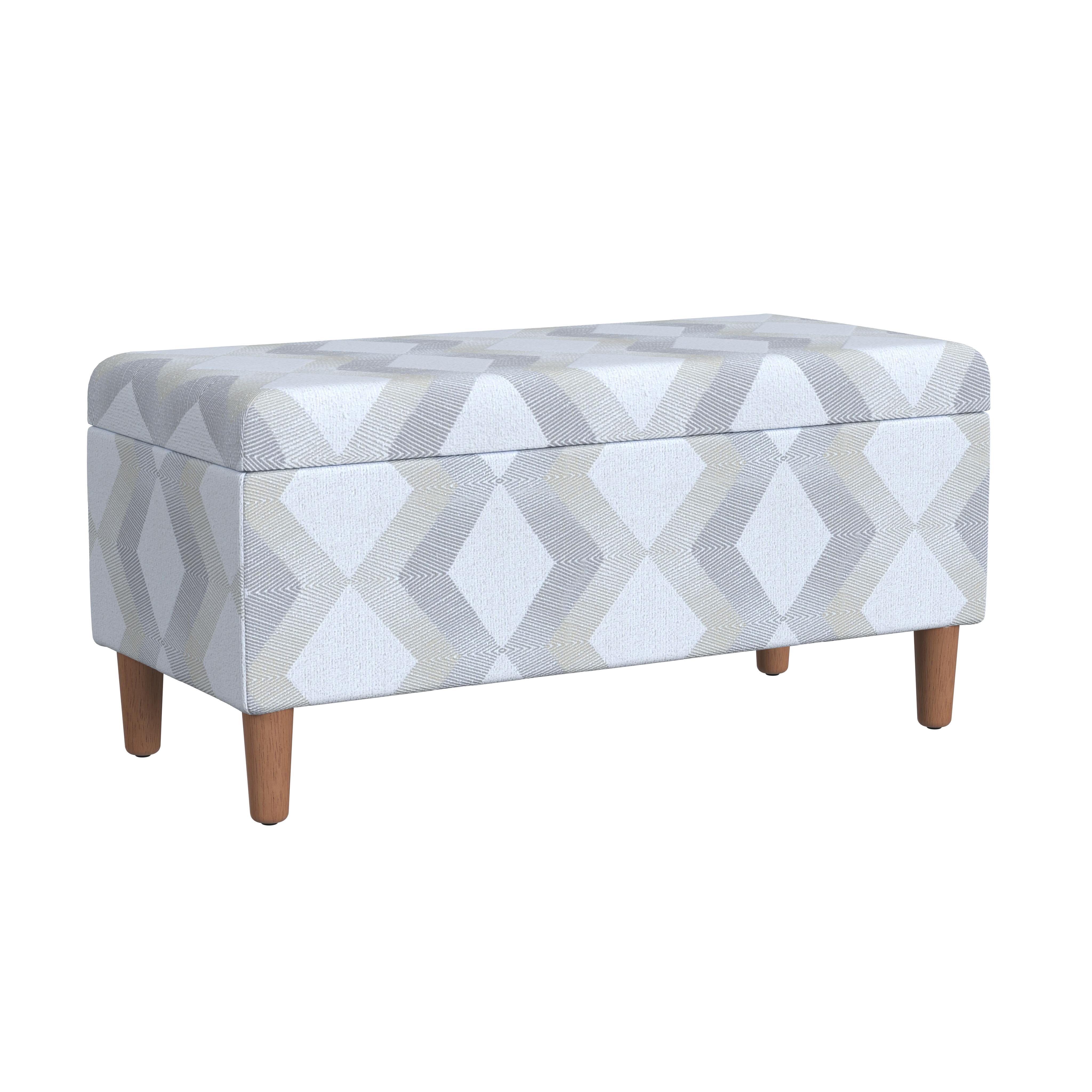 HomePop Malmo Storage Bench, 36"W x 16"D x 17.5"H, Natural Woven Geo Pattern