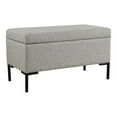 thumbnail image 1 of HomePop Medium Storage Bench with Metal Legs, 32"W x 16.5"D x 17.5"H, Sustainable Gray, 1 of 12
