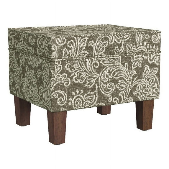 HomePop Medium Storage Ottoman with Hinged Lid, Brown Jacobean Print