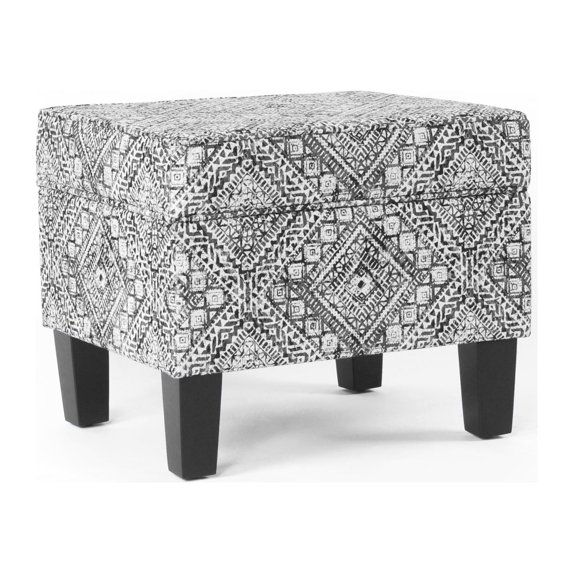 HomePop Medium Storage Ottoman with Hinged Lid, Tribal Pattern Velvet