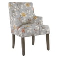 thumbnail image 1 of Floral Patterned Fabric Upholstered Dining Chair with Swoop Armrests and Wooden Feet, Multicolor- Saltoro Sherpi, 1 of 3