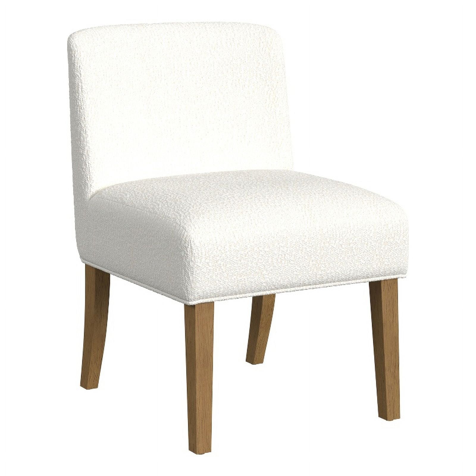 Cream Boucle Upholstered Low Side Chair with Wood Legs