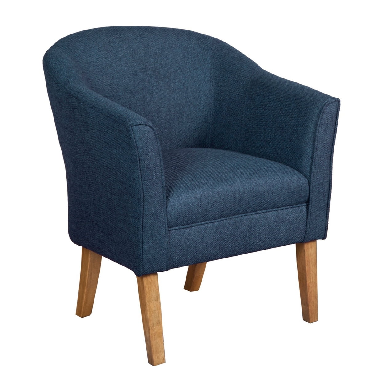 Navy Blue Modern Barrel Wooden Accent Chair