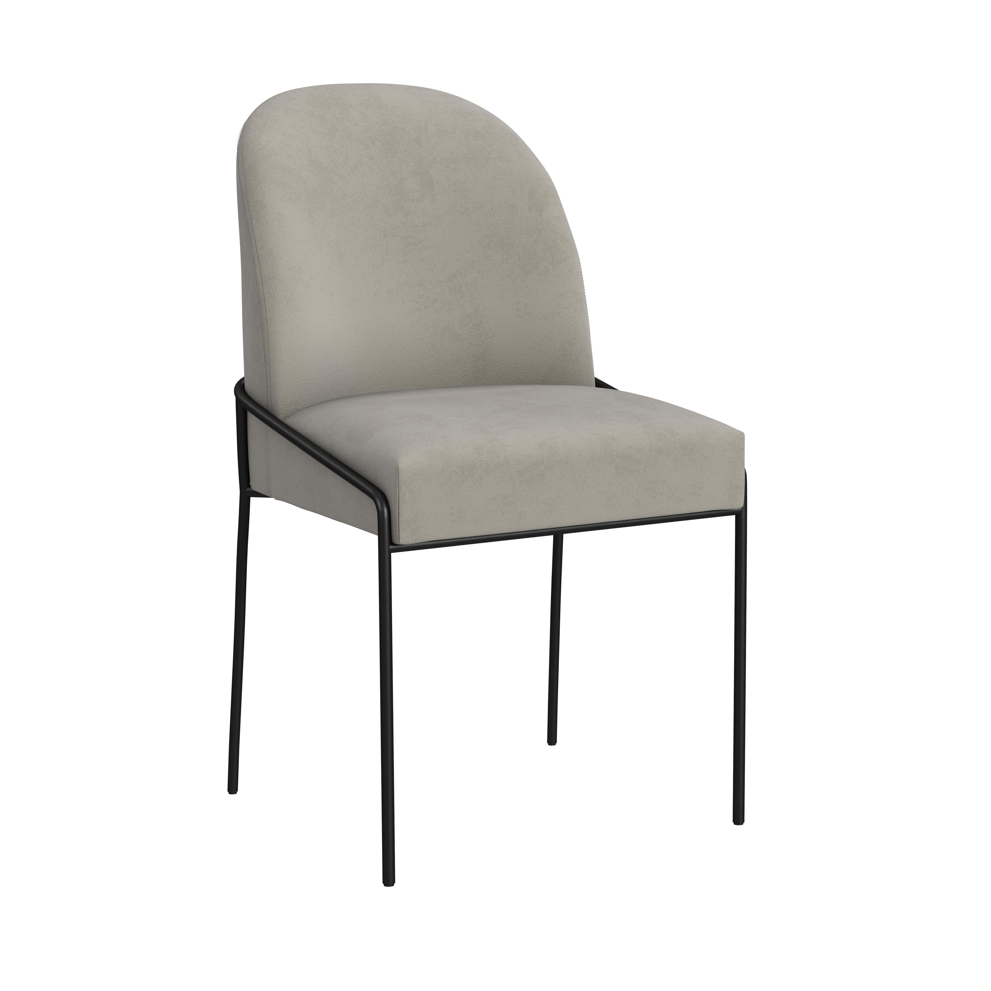 Fawn Velvet Upholstered Dining Chair with Black Metal Legs
