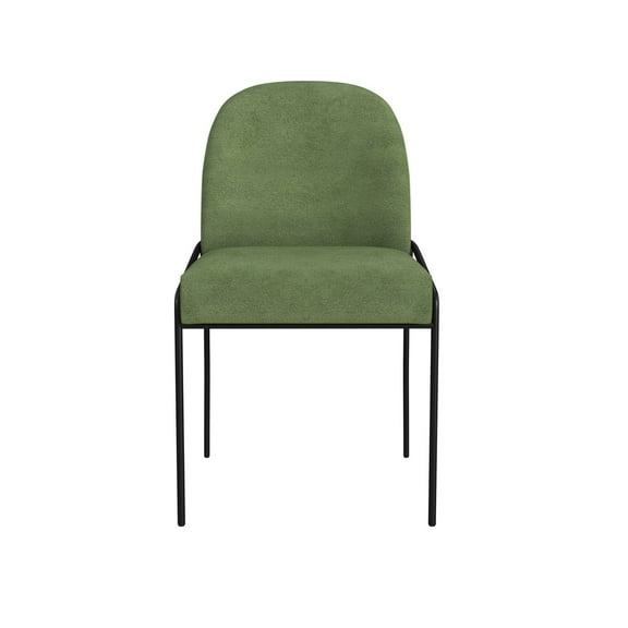 HomePop Modern Dining Chair with Metal Legs, Green Velvet