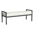 thumbnail image 1 of HomePop Modern Metal & Velvet Bench, 49.5"W x 17.25"D x 19"H, Cream Boucle/Black, 1 of 7