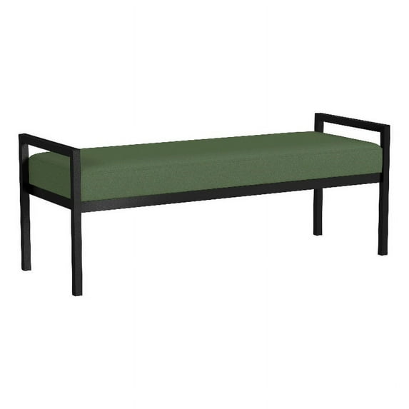 HomePop Modern Metal & Velvet Bench, 49.5"W x 17.25"D x 19"H, Loden Green/Black