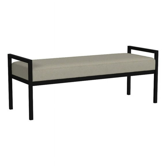 HomePop Modern Metal & Velvet Bench, 49.5"W x 17.25"D x 19"H, gray/Black