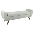thumbnail image 1 of HomePop Modern Storage Bench with Wood Legs - Gray Woven, 1 of 13