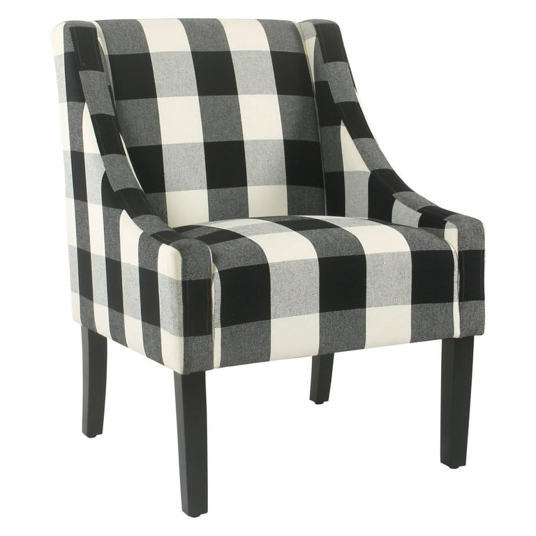 HomePop Modern Swoop Accent Chair Black Plaid