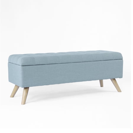 HomePop Modern Tufted Storage Bench, 48"W x 16.25"D x 18.5"H, French Blue