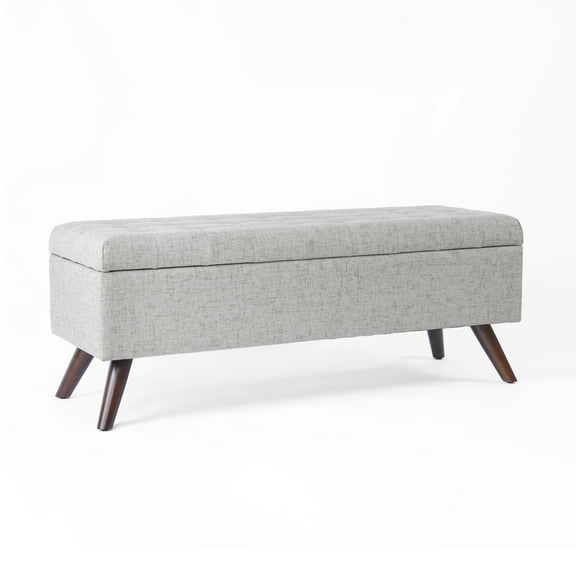HomePop Modern Tufted Storage Bench, 48"W x 16.25"D x 18.5"H, Gray