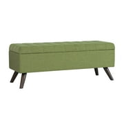HomePop Modern Tufted Storage Bench, 48"W x 16.25"D x 18.5"H, Olive Green